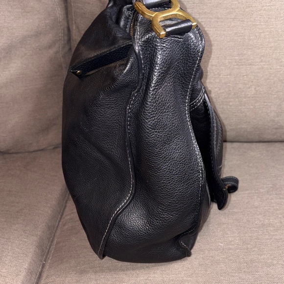 Chloe Black Leather Hobo Bag with Gold Accents - Picture 4 of 12